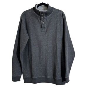 MEN’S COVINGTON MOCK NECK CHARCOAL GRAY COTTON LONG SLEEVE PULLOVER SWEATER L‎